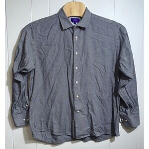 Tallia Mens Houndstooth Dress Shirt Black White XL 17.5‎ Long Sleeve Button Down